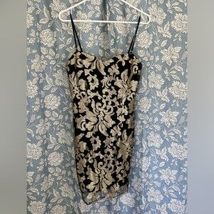 Gianni Bini Black and Gold Strapless Dress